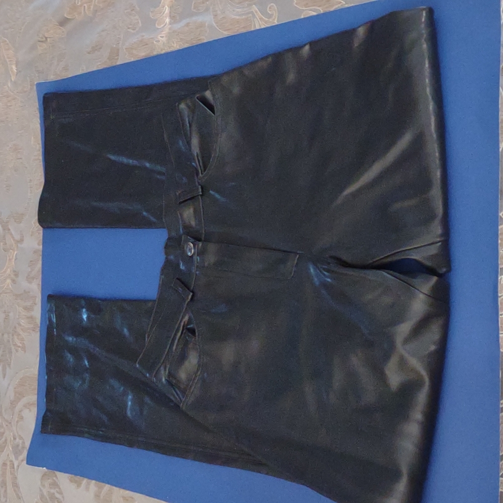 Free Paris faux leather black jeans size 6